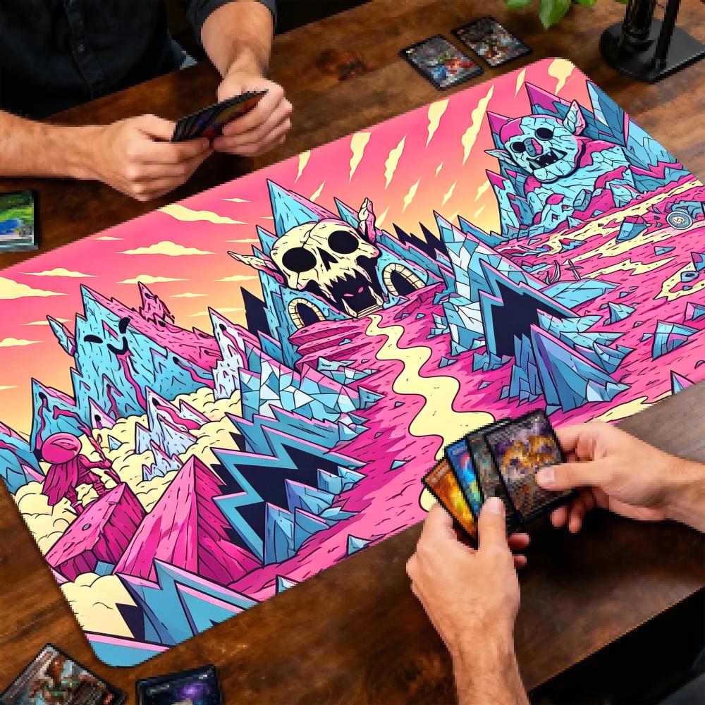 Cartoon Pink Skull Mountain TC - đánh giá và giá Play Mat Neoprene