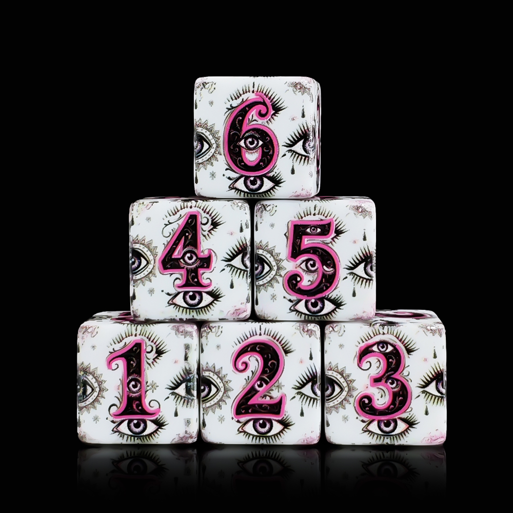 12Pcs 16MM D6 Acrylic Printed  - đánh giá và giá Board Game Vintage