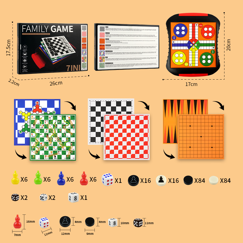 3-in-1/5-in-1/7-in-1 Board Gam - đánh giá và giá Board Game Cafe